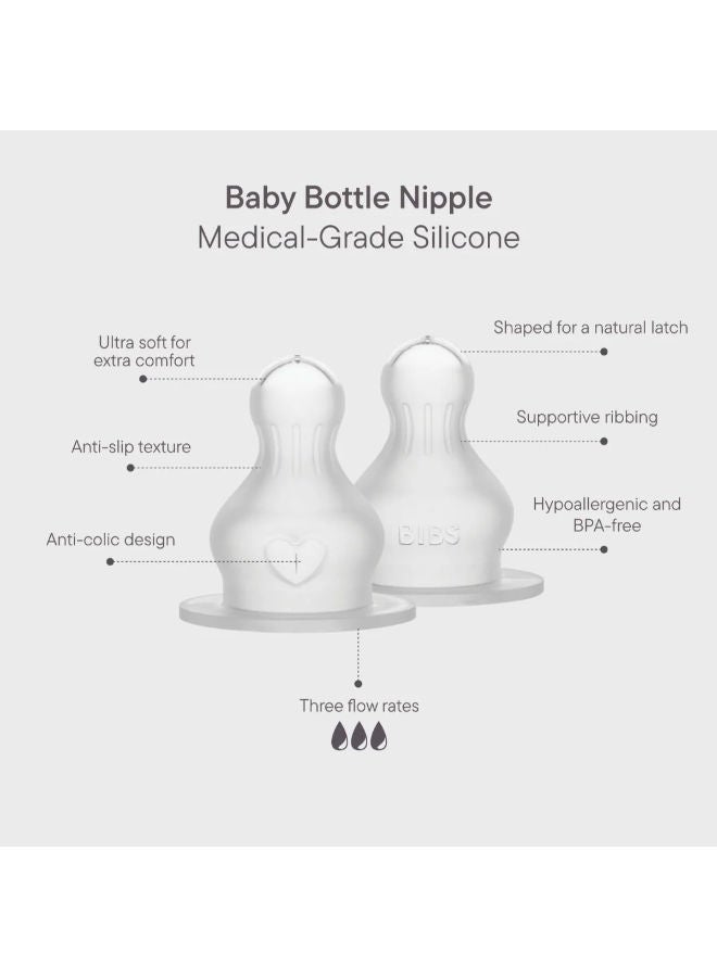 BIBS Baby Bottle Nipple Round Silicone 2 pack Slow Flow - Image 3